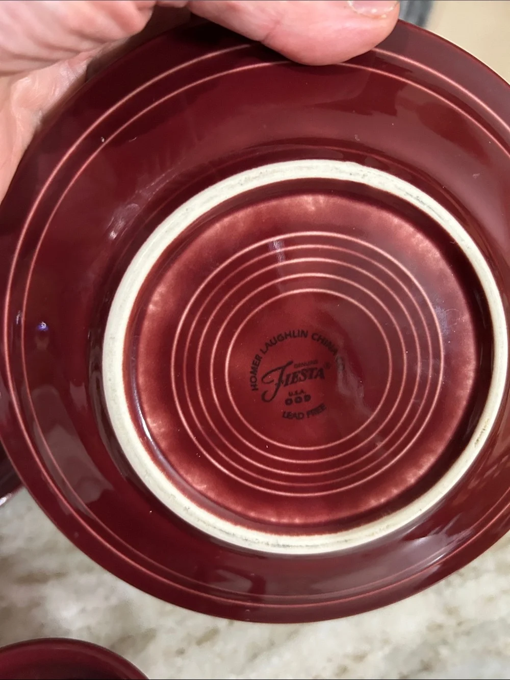 Fiesta claret burgundy 4 piece set cup& saucer cereal bowl & 7” salad dessert pl